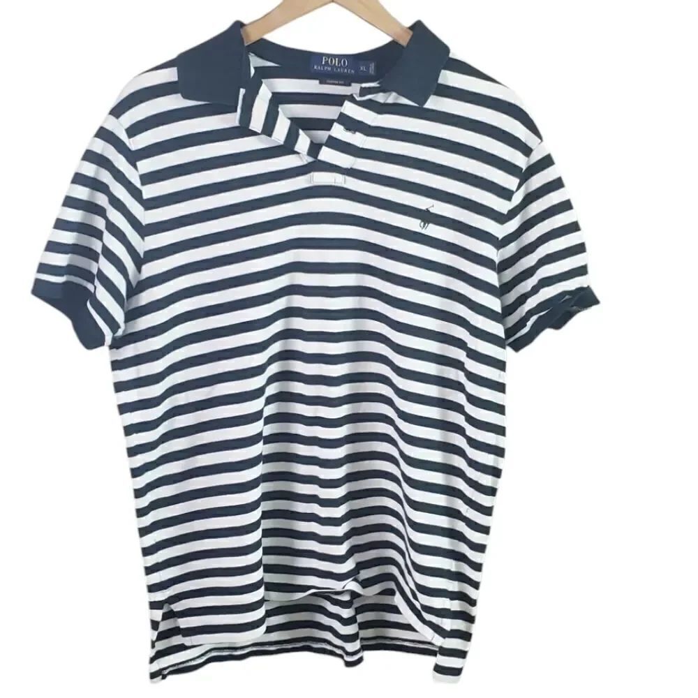 Polo Ralph Lauren Black & White Striped  Polo Shirt